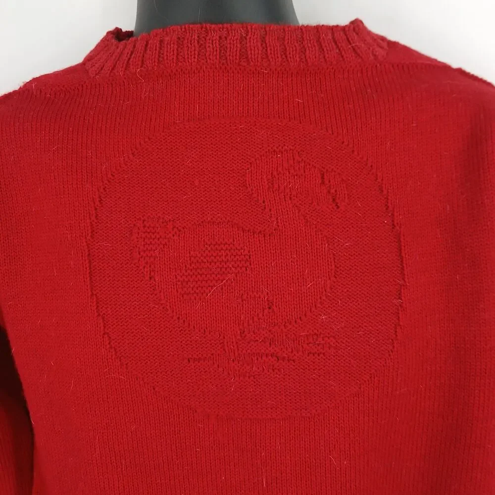 Mens vintage oiled wool red knit sweater size large dodo bird 70's style science
